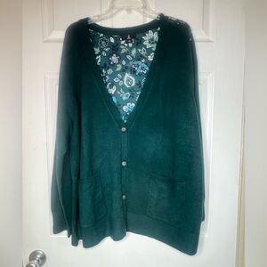 Jason Wu Hunter Green again Sweater Flora Print